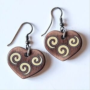 BRIGHTON MILANO BROWN & CREAM HEART EARRINGS
